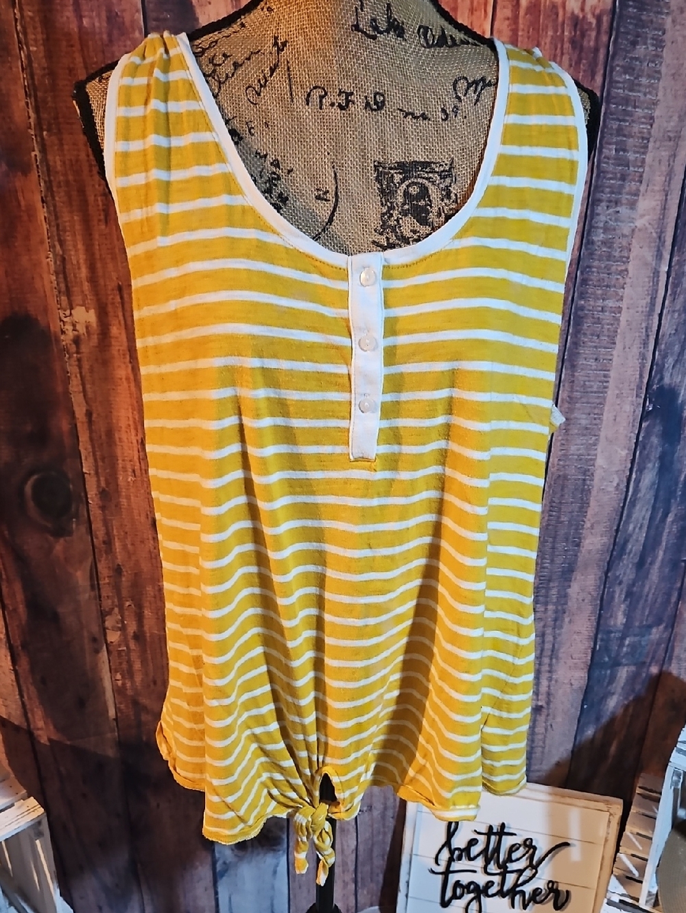 Old Navy Yellow and White Striped Tank Top Size XXL
